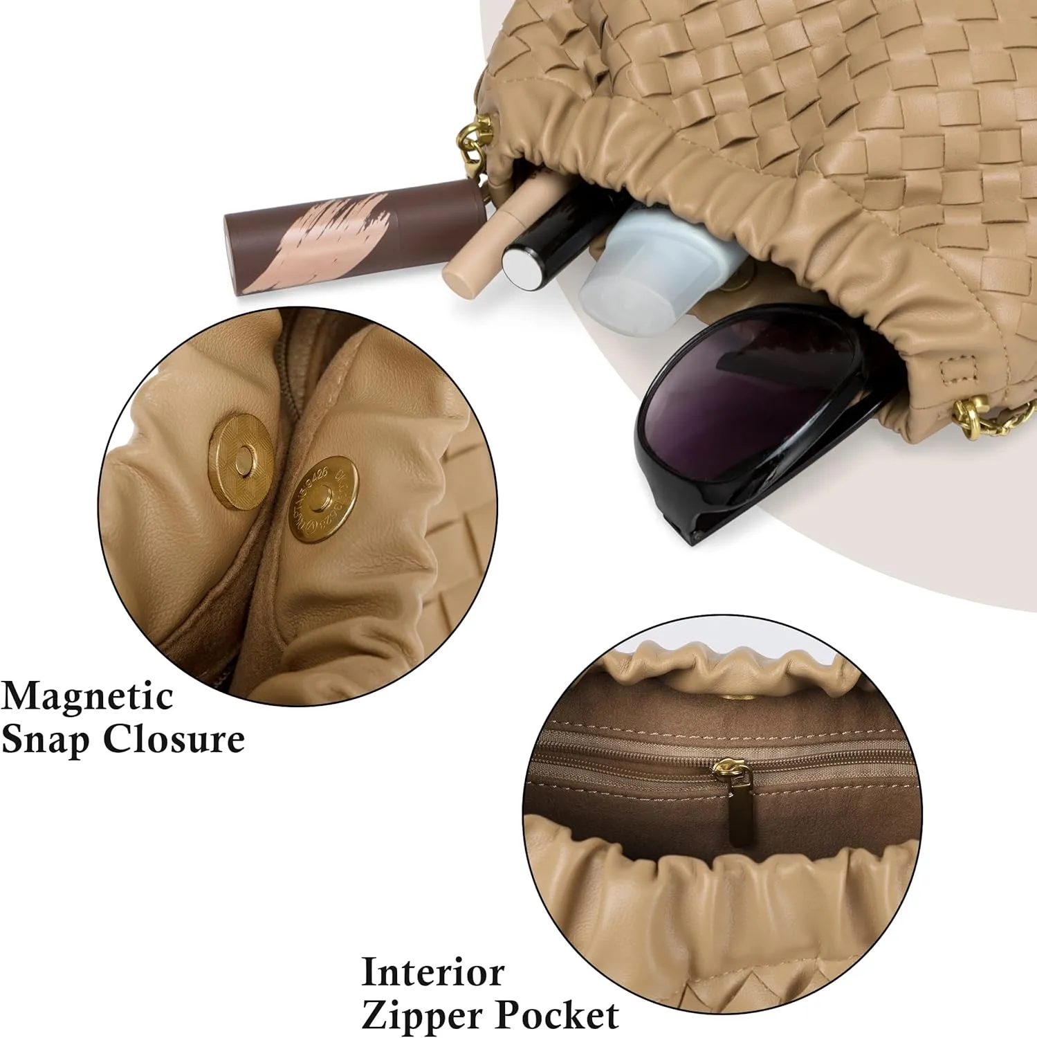 Joryin Woven Women's Crossbody Bag & Evening Purse, Trendy Dumpling Clutch & Hobo Cloud Shoulder Bag Trendy Dumpling Clutch