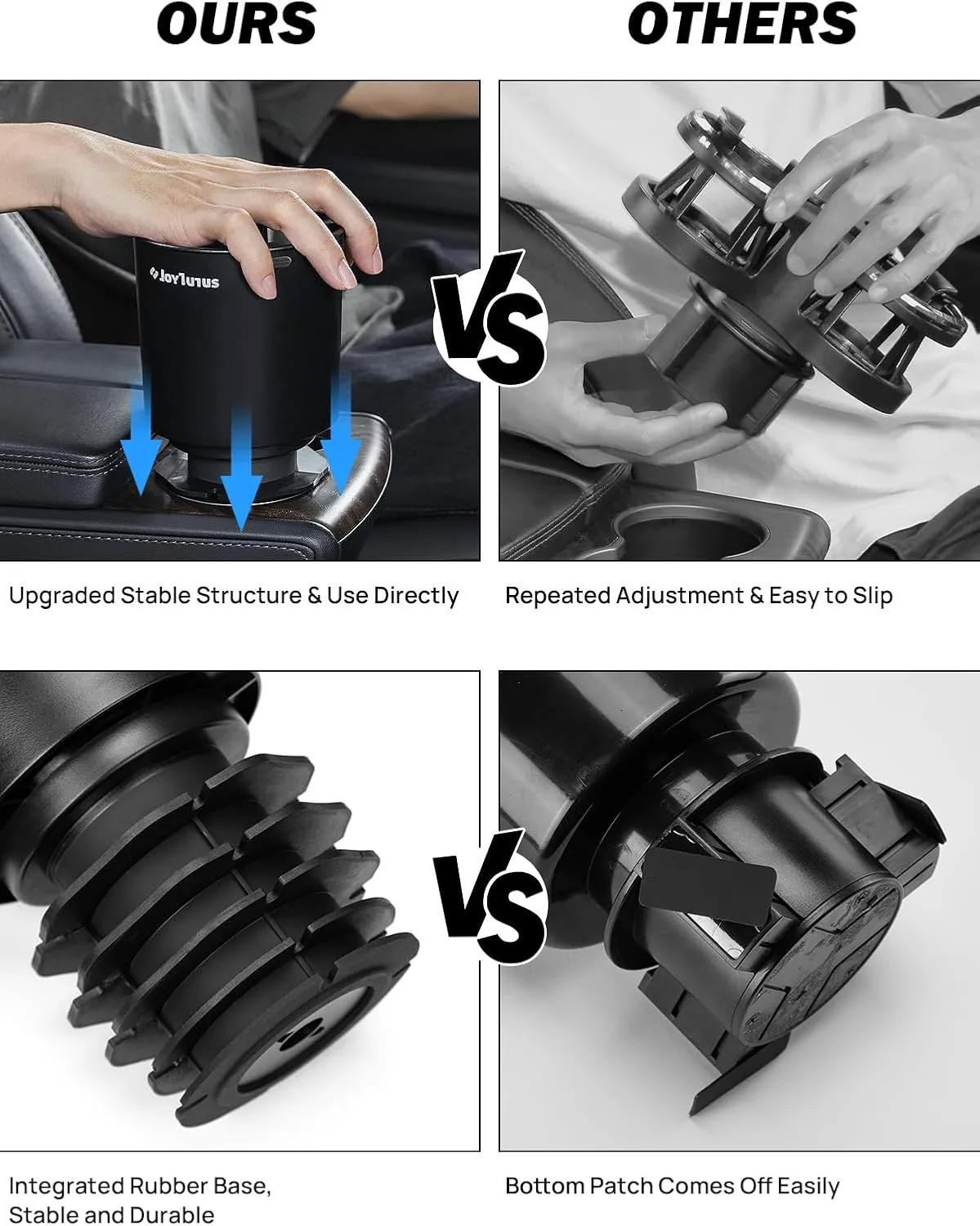JOYTUTUS 2 Pack Car Cup Holder Expander with Offset Base, Fit for YETI, Hydro Flask, Cup Holder Expander for Car Hold 18-40 oz Bottles and Mugs, Other Bottles in 3.4"-3.8"