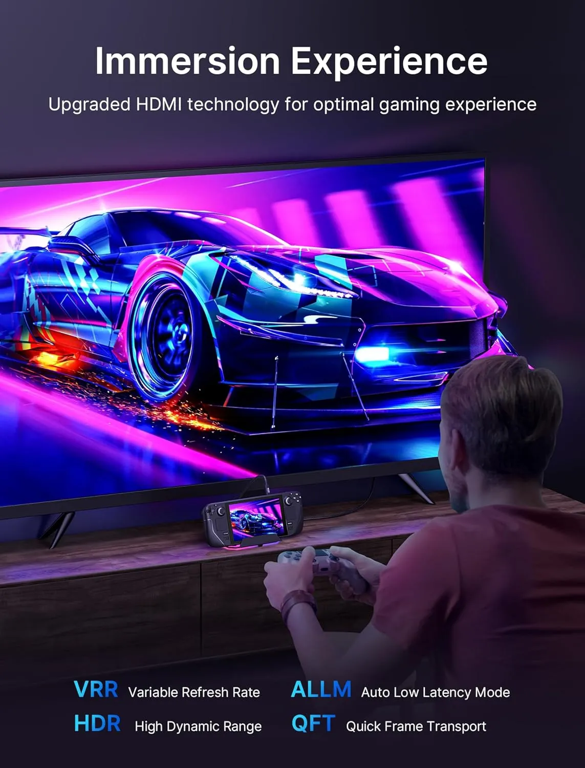 JSAUX RGB Docking Station for Steam Deck (OLED)/ROG Ally/Legion Go, 12-in-1 Handheld Dock with 4K@120Hz HDMI & DisplayPort Gigabit Ethernet USB C 3.2 USB A 3.2/2.0, SD/TF Slots 3.5mm Jack-HB1201S