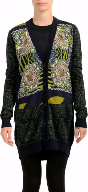 Just Cavalli Women's Multi-Color Wool Cardigan Sweater US S IT 40