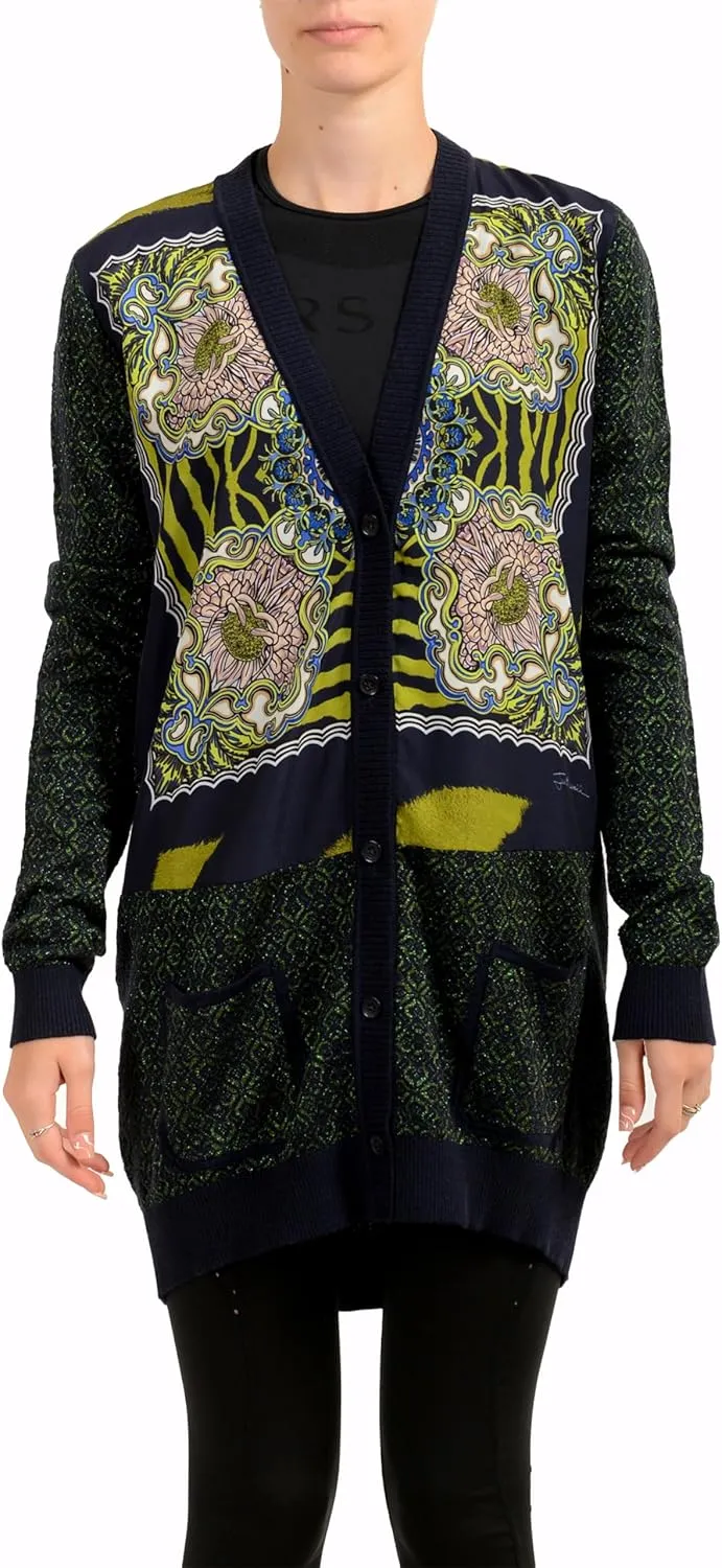 Just Cavalli Women's Multi-Color Wool Cardigan Sweater US S IT 40