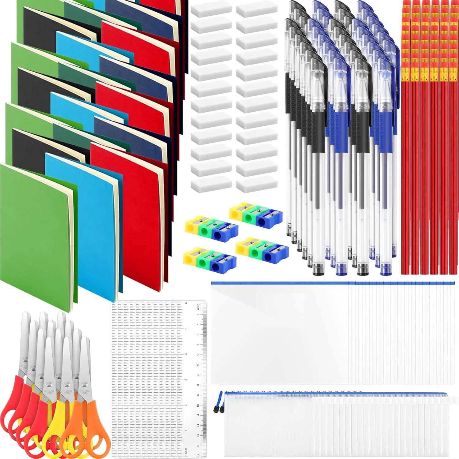 Kacctyen School Supplies Kit Back to School Essentials Bulk Includes Notebooks Pencils Rulers Scissors Eraser and Much More for Kids Students Teachers Classroom Home Church Charity(12 Sets)