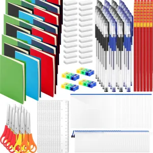 Kacctyen School Supplies Kit Back to School Essentials Bulk Includes Notebooks Pencils Rulers Scissors Eraser and Much More for Kids Students Teachers Classroom Home Church Charity(12 Sets)