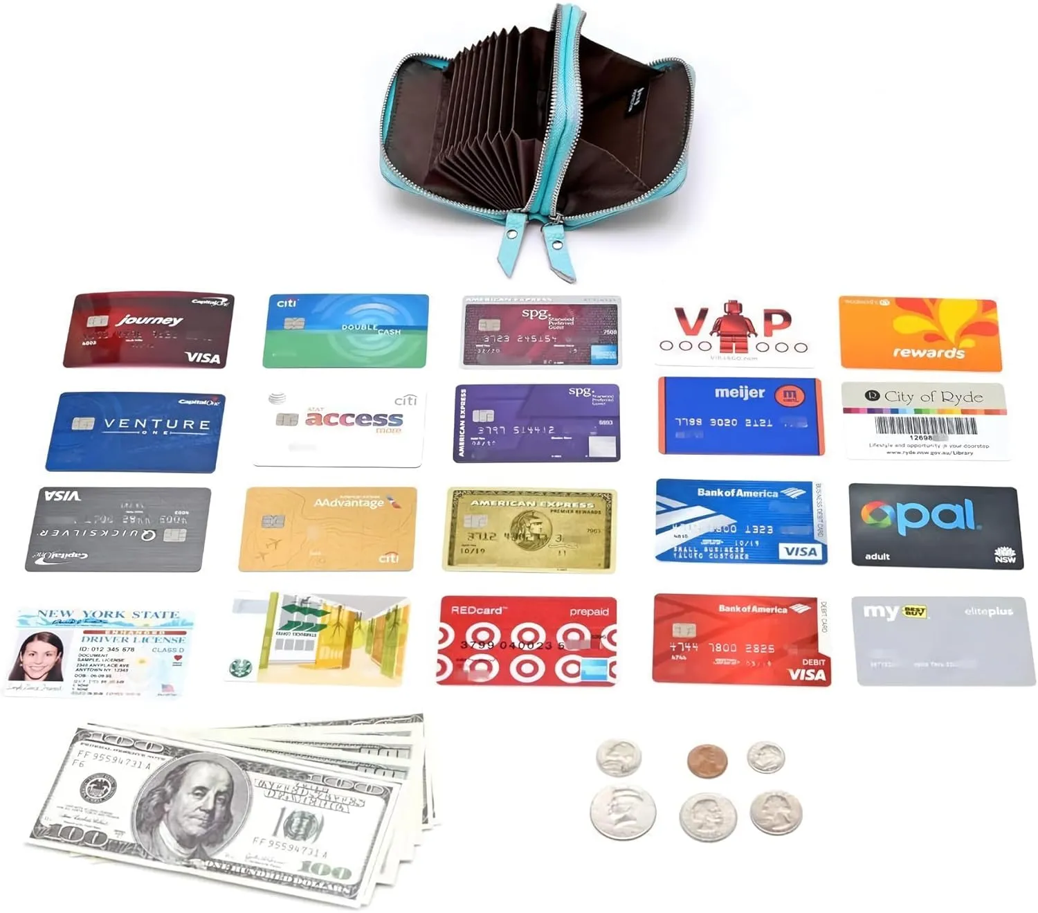 KALMORE Women's Leather RFID Secured Spacious Cute Zipper Card Wallet Small Purse