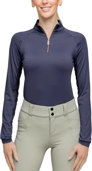 Kastel Denmark Printed Base Layer Women's Activewear | 1/4 Zip Long Sleeve Sun Protection | Golf, Equestrian, Outdoor Apparel