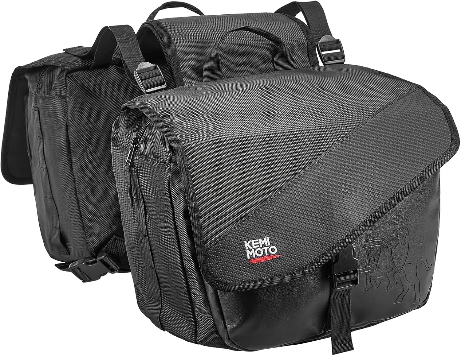 KEMIMOTO Motorcycle Saddlebags, 40L Large Capacity Detachable Side Saddle Bags Motorcycle Panniers Bags with Protective Cover Universal Motorcycle Luggage Bag, Black