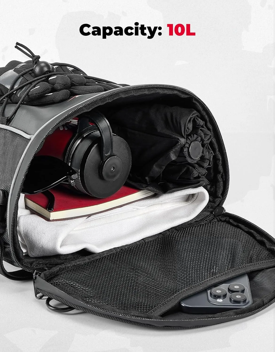 KEMIMOTO Motorcycle Tail Bag Waterproof Motorcycle Seat Bag Tool Carry Bag Storage Saddle Bag Sports Motorbike Rear Rack Bag with shoulder strap and Waterproof Cover 10L