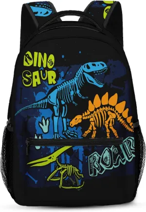 Kids Backpack for Teens Girls Boys, Dinosaur Skeleton Kids Cute Green Dino Water Resistant Child Bookbag School Bag with Adjustable Padded Straps
