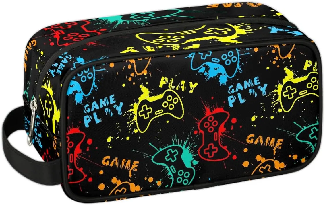 Kids Travel Toiletry Bag Boys Game Toiletry Pouch Waterproof Small Dopp Kit for Kids Hanging Wash Bag Cosmetic Bag Toiletry Bag for Travel Essential