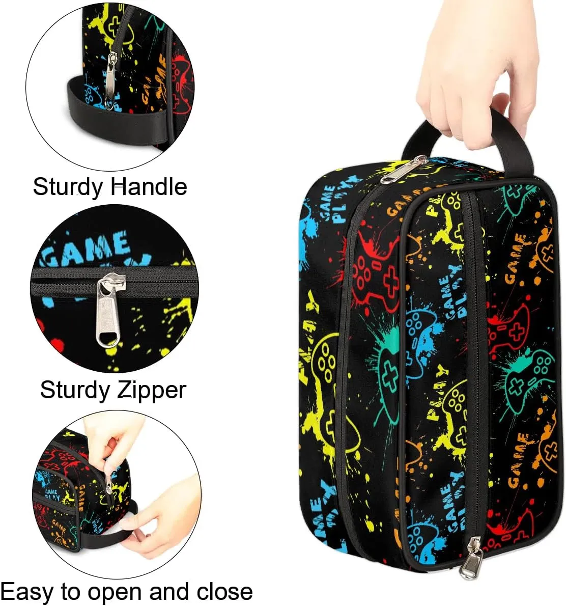 Kids Travel Toiletry Bag Boys Game Toiletry Pouch Waterproof Small Dopp Kit for Kids Hanging Wash Bag Cosmetic Bag Toiletry Bag for Travel Essential