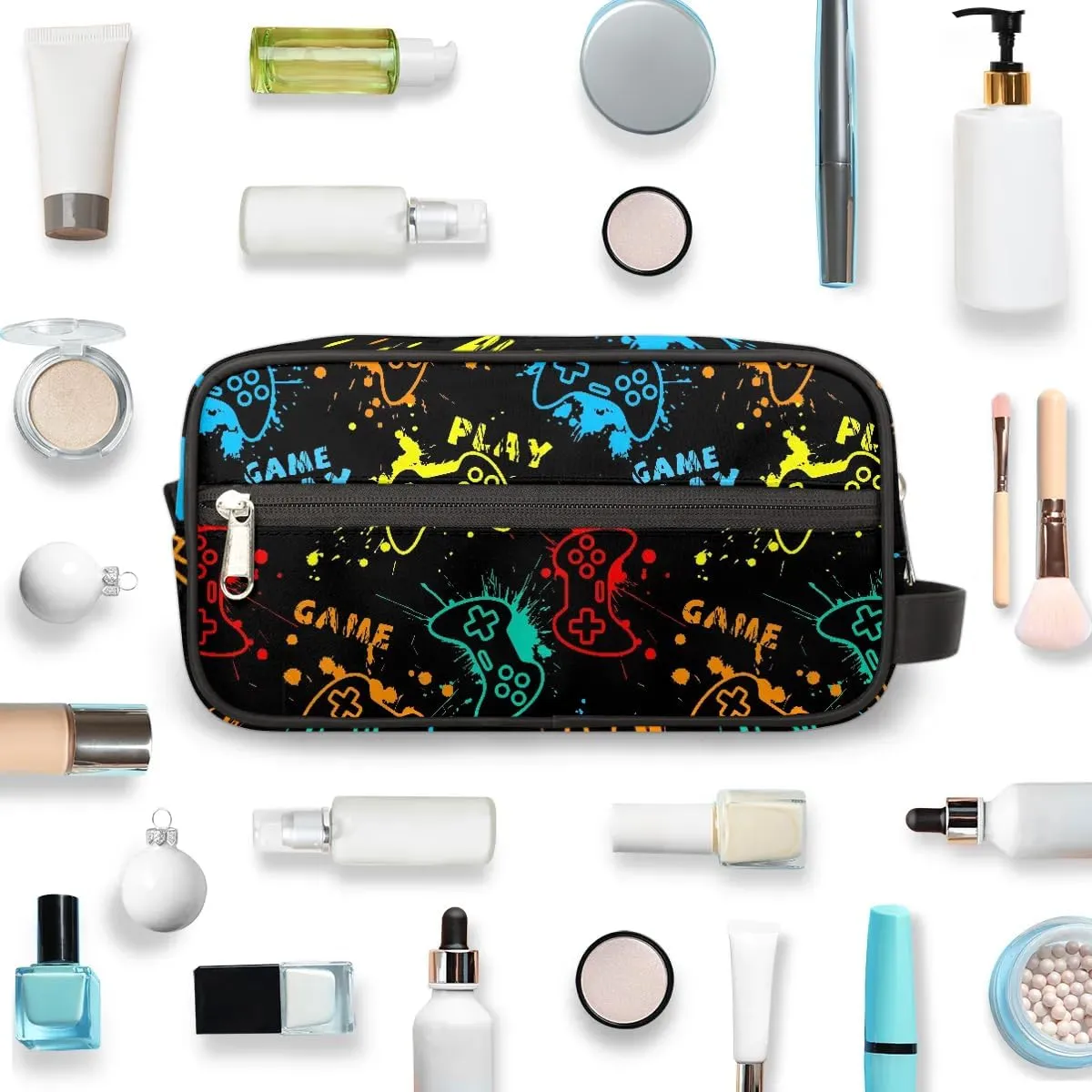 Kids Travel Toiletry Bag Boys Game Toiletry Pouch Waterproof Small Dopp Kit for Kids Hanging Wash Bag Cosmetic Bag Toiletry Bag for Travel Essential