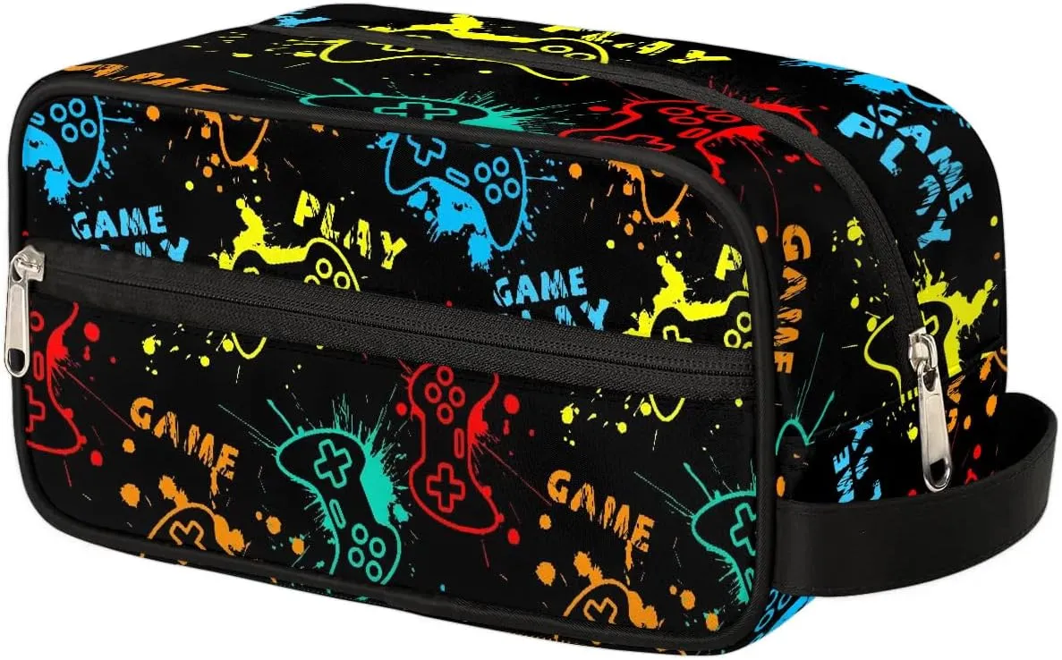 Kids Travel Toiletry Bag Boys Game Toiletry Pouch Waterproof Small Dopp Kit for Kids Hanging Wash Bag Cosmetic Bag Toiletry Bag for Travel Essential