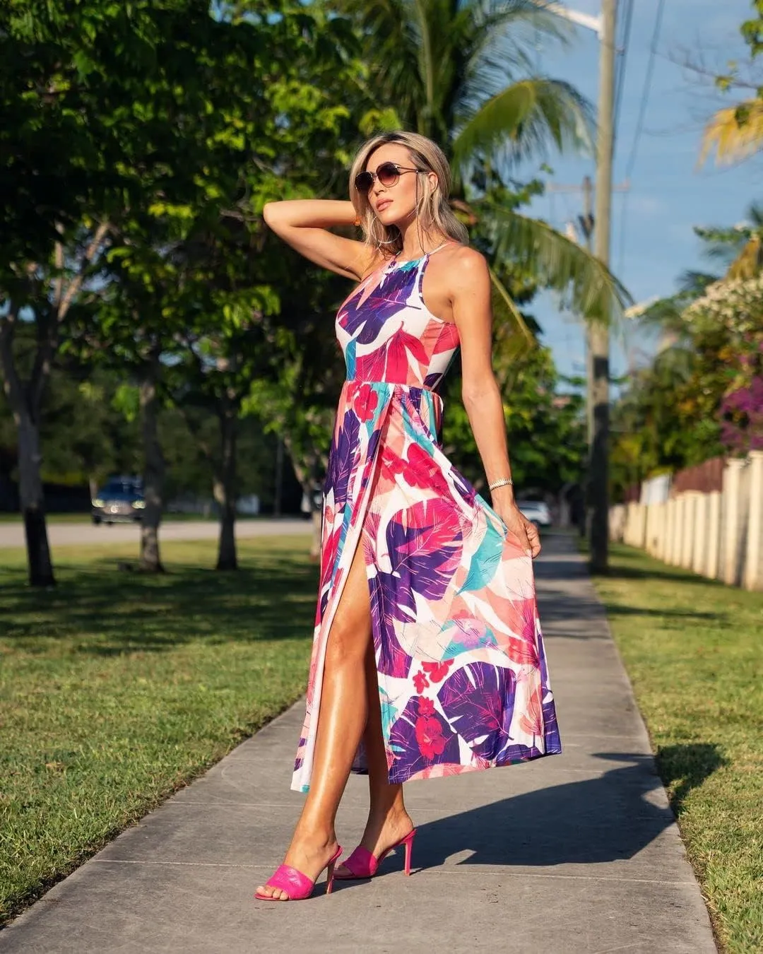 KILIG Women's Summer Maxi Dress 2025 Casual Sleeveless Split Floral Sundress Beach Vacation Flowy Long Dresses