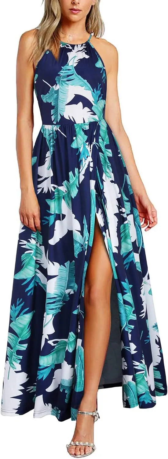KILIG Women's Summer Maxi Dress 2025 Casual Sleeveless Split Floral Sundress Beach Vacation Flowy Long Dresses