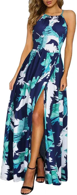 KILIG Women's Summer Maxi Dress 2025 Casual Sleeveless Split Floral Sundress Beach Vacation Flowy Long Dresses