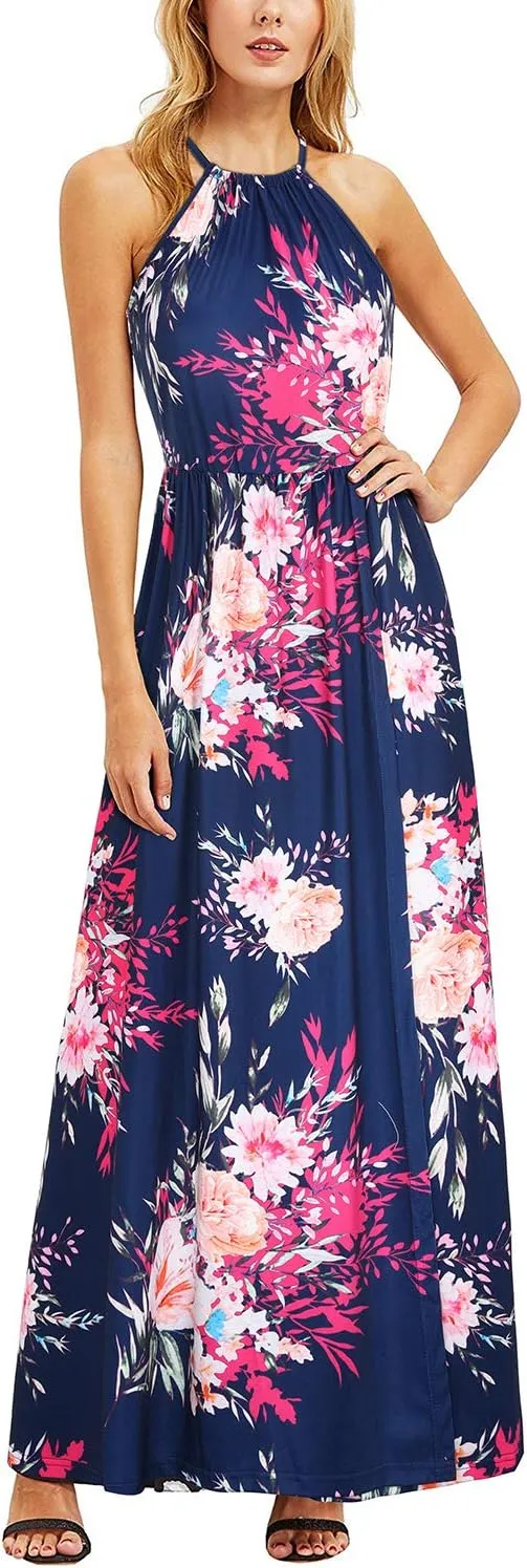 KILIG Women's Summer Maxi Dress 2025 Casual Sleeveless Split Floral Sundress Beach Vacation Flowy Long Dresses
