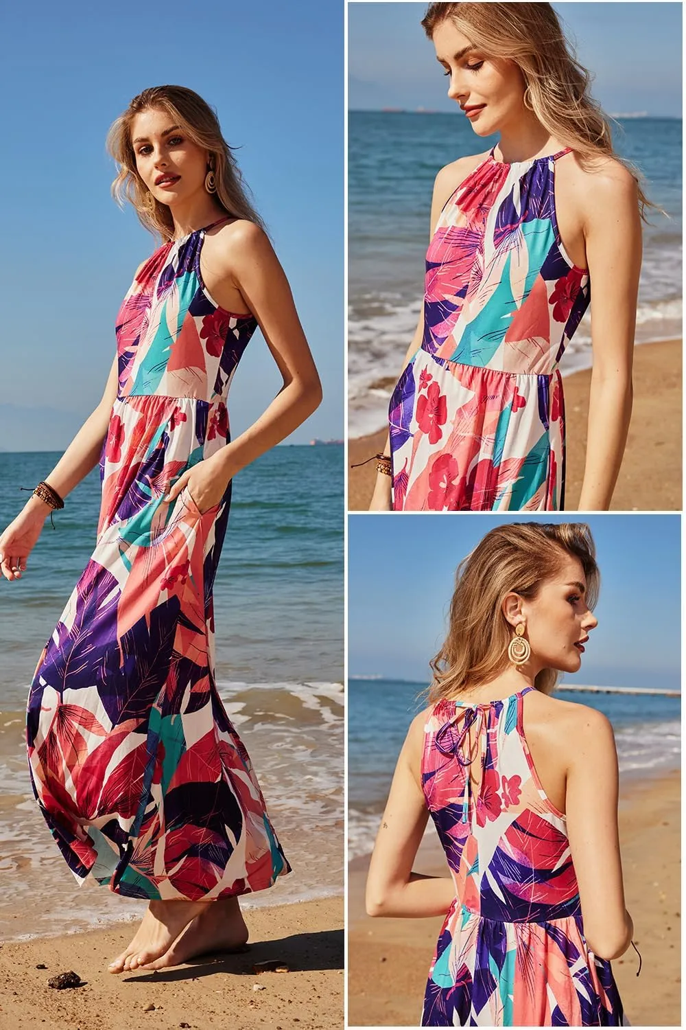 KILIG Women's Summer Maxi Dress 2025 Casual Sleeveless Split Floral Sundress Beach Vacation Flowy Long Dresses