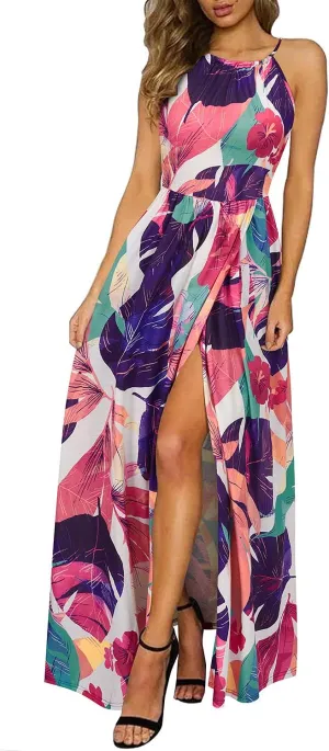 KILIG Women's Summer Maxi Dress 2025 Casual Sleeveless Split Floral Sundress Beach Vacation Flowy Long Dresses