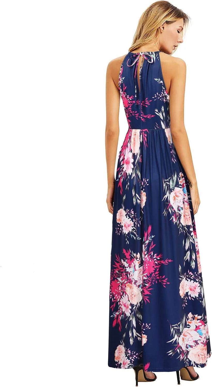 KILIG Women's Summer Maxi Dress 2025 Casual Sleeveless Split Floral Sundress Beach Vacation Flowy Long Dresses