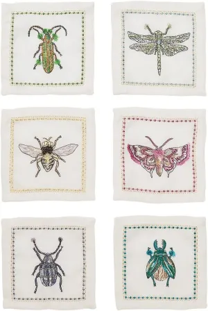 Kim Seybert Garden Party Cocktail Napkins in White & Multi, Set of 6