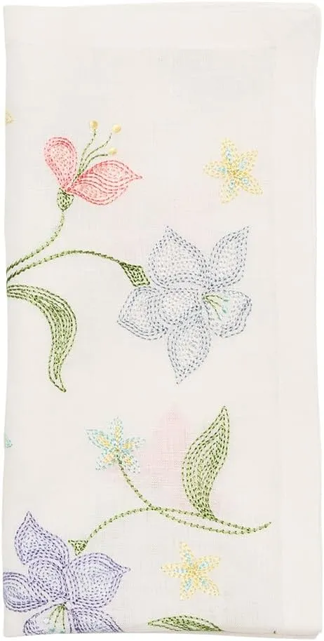 Kim Seybert Vista Napkin in White & Multi, Set of 4
