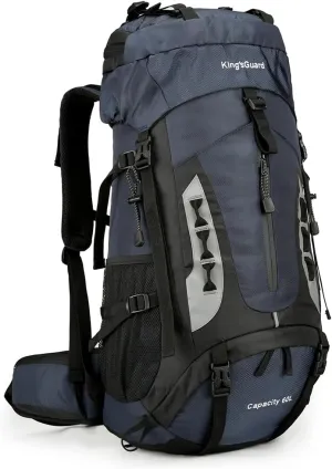 King'sGuard 60L Hiking Backpack Men Women Camping Backpack Waterproof Backpacking Mountaineering Climbing Daypack with Rain Cover (Navy)
