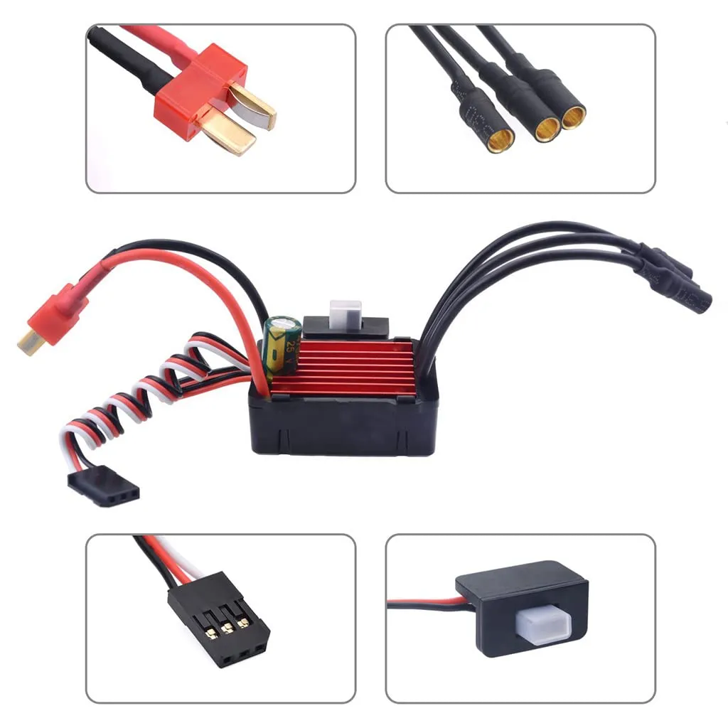 KingVal Replacement 2030 6500KV Waterproof Brushless Motor Shaft 2mm with 25A Brushless ESC and Program Card Combo Compatible with 1/18 1/20 RC Car