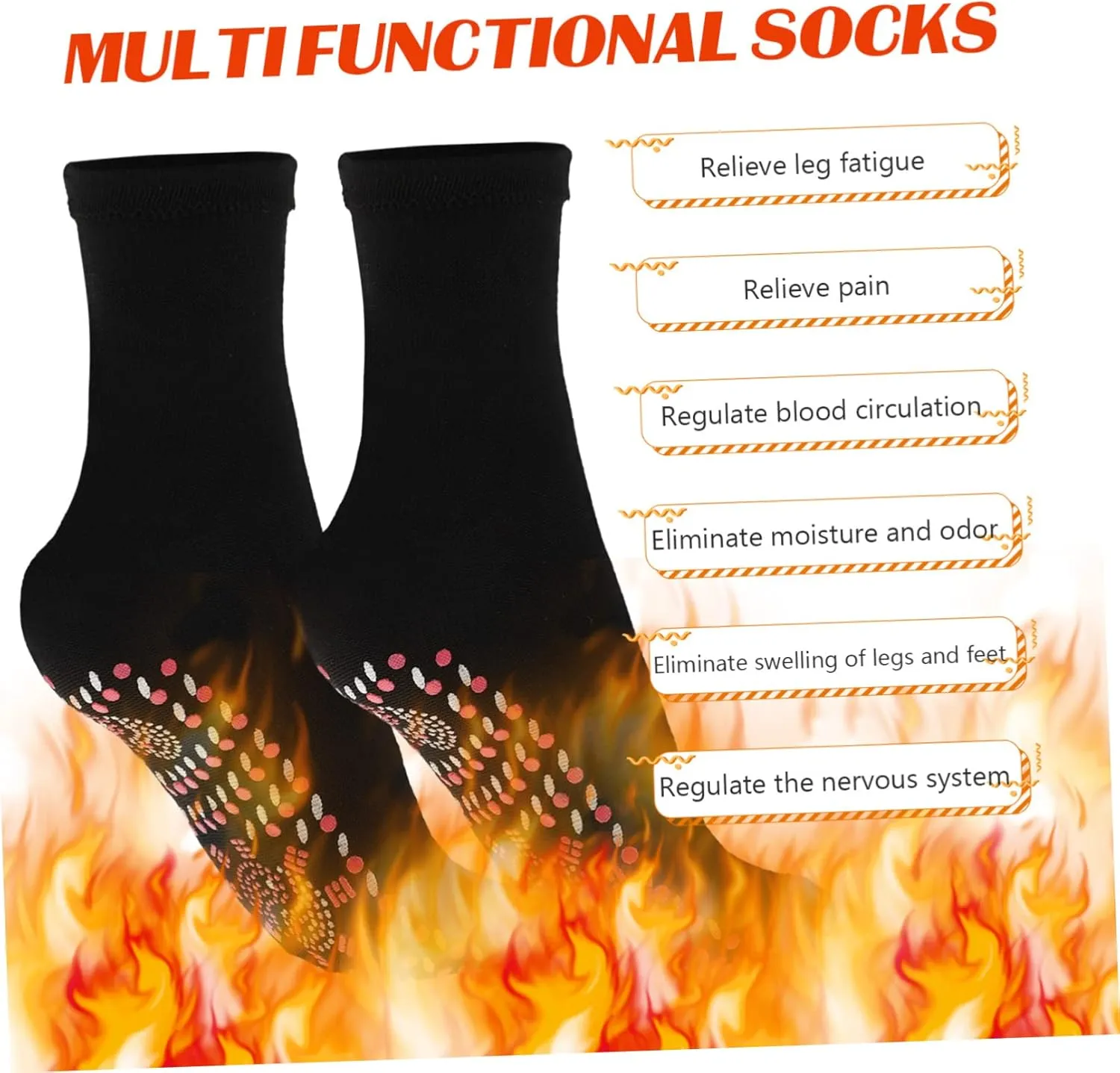 Kisangel 4 Pairs Heating Socks Foot Warmer Socks Breathable Socks Heated Socks Thermal Winter Socks Women Socks