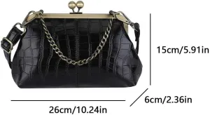Kiss Lock Purses and Handbags for Women Kisslock Crossbody Bag Faux Leather Clutch Purse Trendy Evening Bag