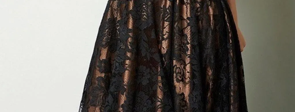 Kivary Strapless Black Lace High Low Long A Line Corset Prom Evening Formal Dresses