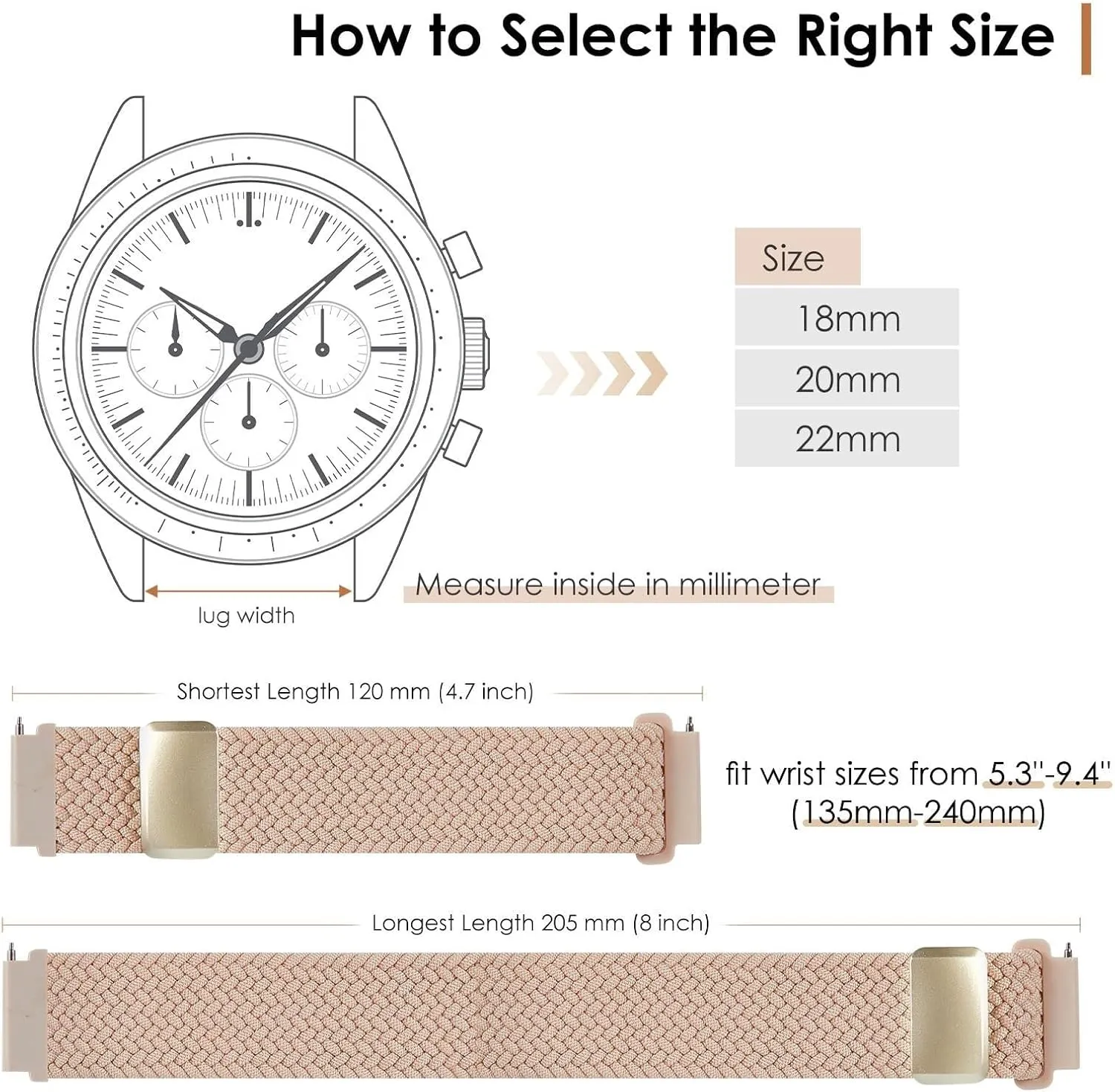 KLVN Nylon Bands Quick Release Braided Nylon Watch Bands Stretchy Sport Replacement Strap for Men and Women 20mm 22mm