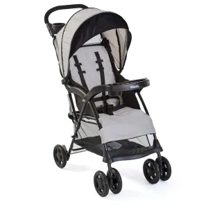 Kolcraft Cloud Plus Lightweight Toddler Umbrella Baby Stroller with Large Storage Basket and Canopy, Reclining Seat, Child and Parent Trays, Compact Easy Fold for Summer Travel - Slate Gray