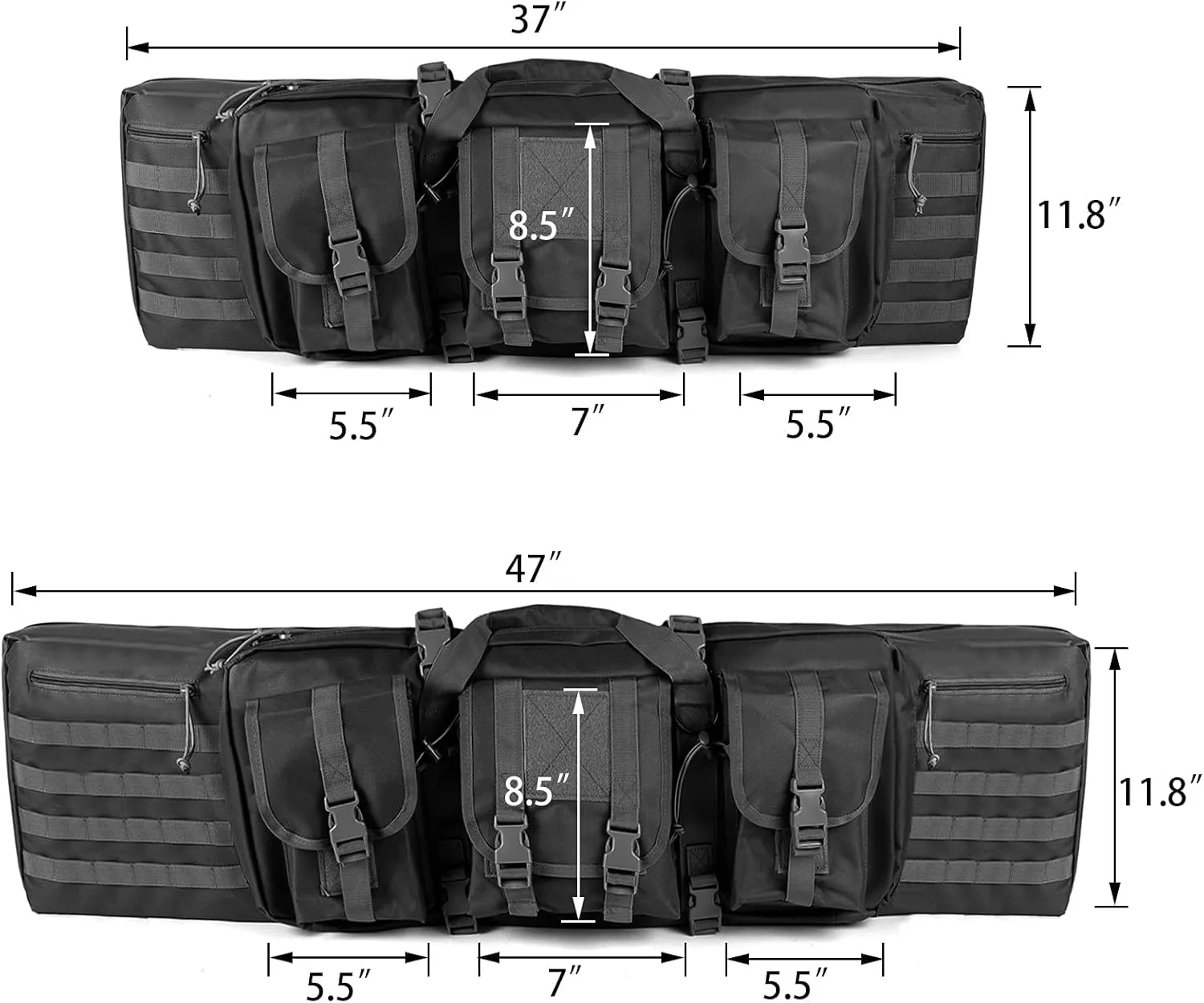Konelia 37" 47" Soft Rifle Case Bag American Classic Double Waterproof Long Pistol Gun Storage Bag