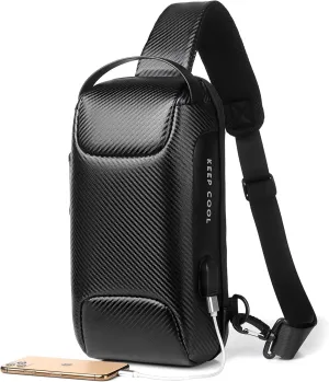 Konelia Anti-Theft Sling Chest Bag Backpack Waterproof Crossbody Shoulder Bag Travel Casual Daypack with USB Charge Port 6.3 x 4.3 x 13
