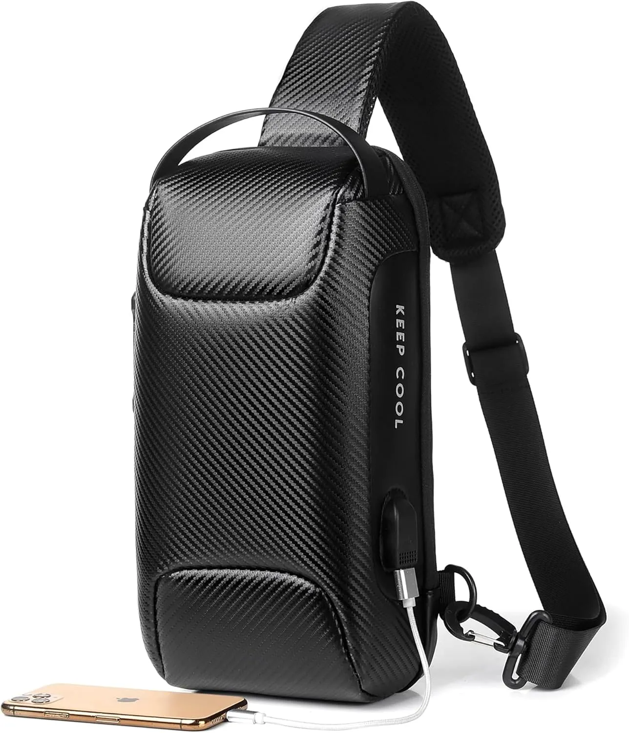 Konelia Anti-Theft Sling Chest Bag Backpack Waterproof Crossbody Shoulder Bag Travel Casual Daypack with USB Charge Port 6.3 x 4.3 x 13