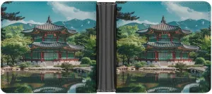 Korean Architecture Palace of Koreas Bifold Wallet PU Leather Slim Purse Pocket Wallet with Card Holder for Men Women