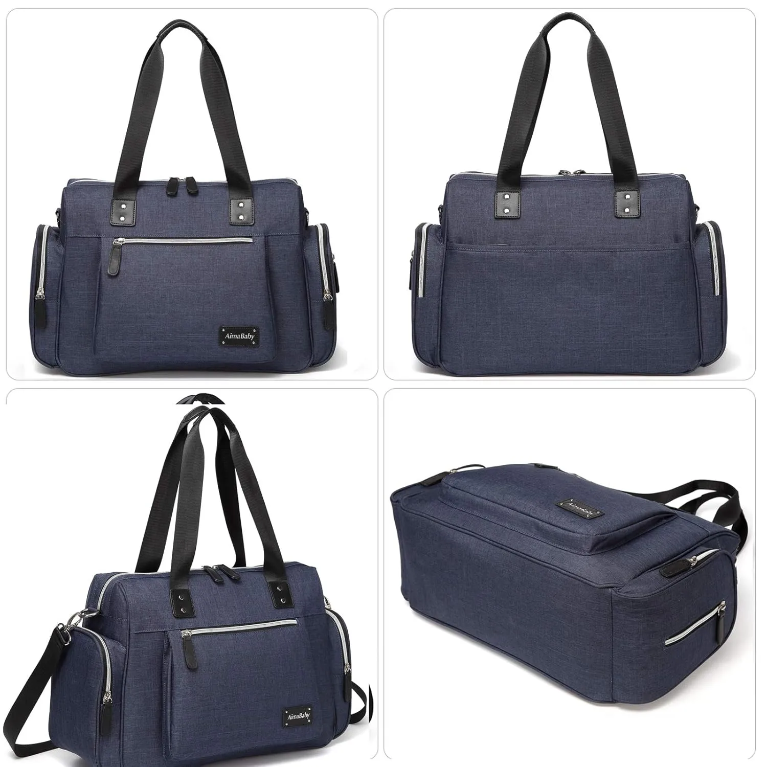 KZNI Diaper Tote Bag Diaper Bag,Travel Diaper Carry Bag, Baby Nappy Diaper Bag for Mom Grils Unisex Maternit. Multi Pocket, Tote Bag Beach Bag Travel Handbag Canva Large(Blue)