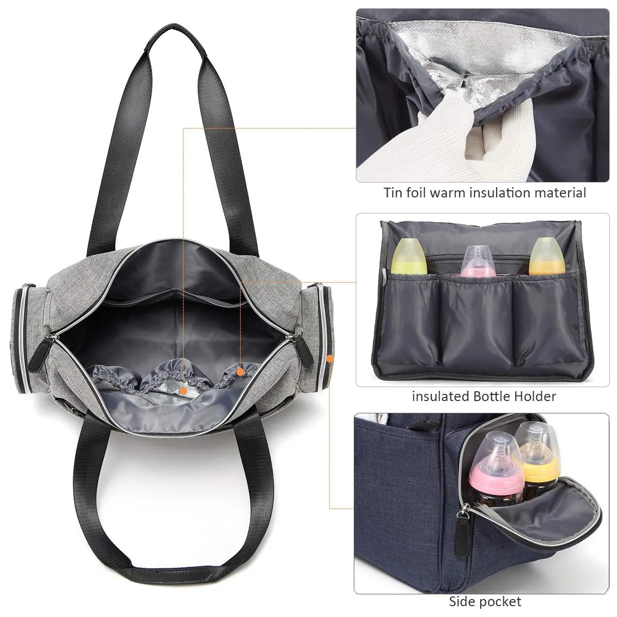 KZNI Diaper Tote Bag Diaper Bag,Travel Diaper Carry Bag, Baby Nappy Diaper Bag for Mom Grils Unisex Maternit. Multi Pocket, Tote Bag Beach Bag Travel Handbag Canva Large(Blue)