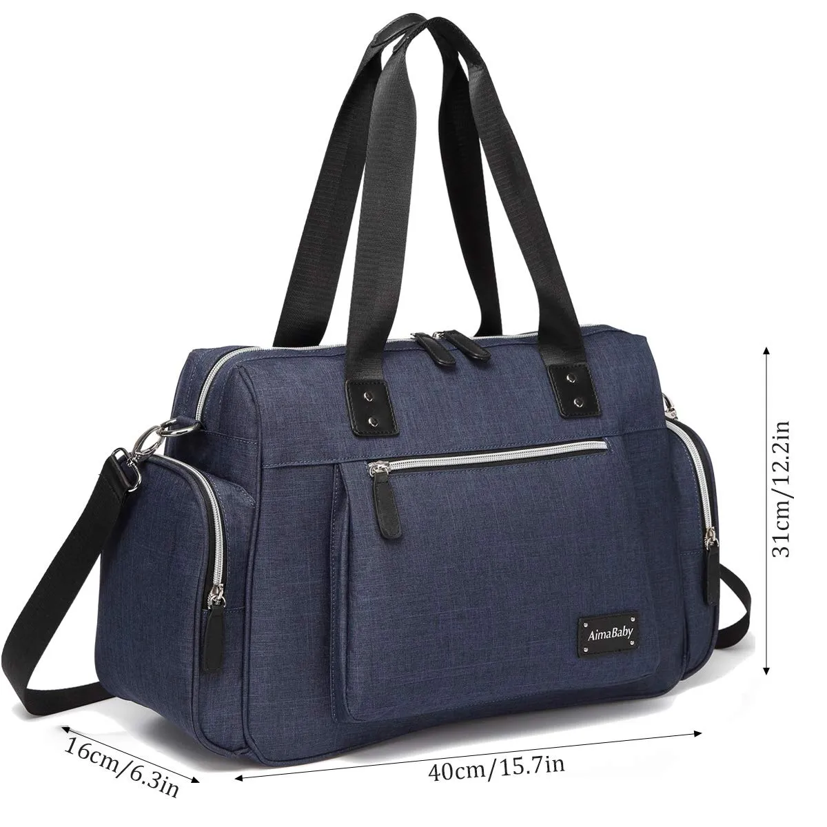 KZNI Diaper Tote Bag Diaper Bag,Travel Diaper Carry Bag, Baby Nappy Diaper Bag for Mom Grils Unisex Maternit. Multi Pocket, Tote Bag Beach Bag Travel Handbag Canva Large(Blue)