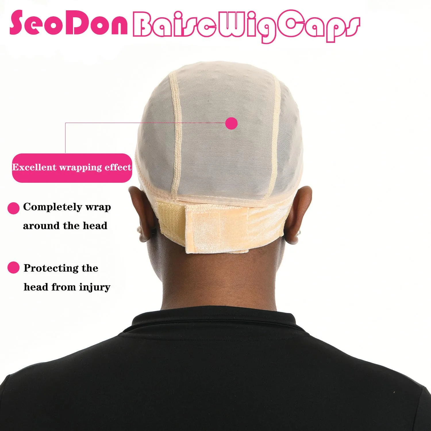 Lace Wig Grip Cap for Women 4x5 Transparent Lace Wig Caps Non Slip Wig Gripper for Keeping Wigs In Place Adjustable Wig Cap with Grip Headband Make Your Wigs Glue Free (Brown and Nude, Medium)