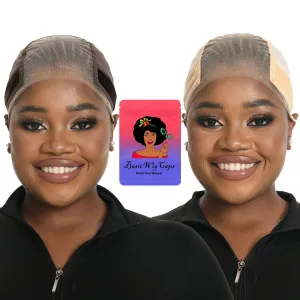 Lace Wig Grip Cap for Women 4x5 Transparent Lace Wig Caps Non Slip Wig Gripper for Keeping Wigs In Place Adjustable Wig Cap with Grip Headband Make Your Wigs Glue Free (Brown and Nude, Medium)
