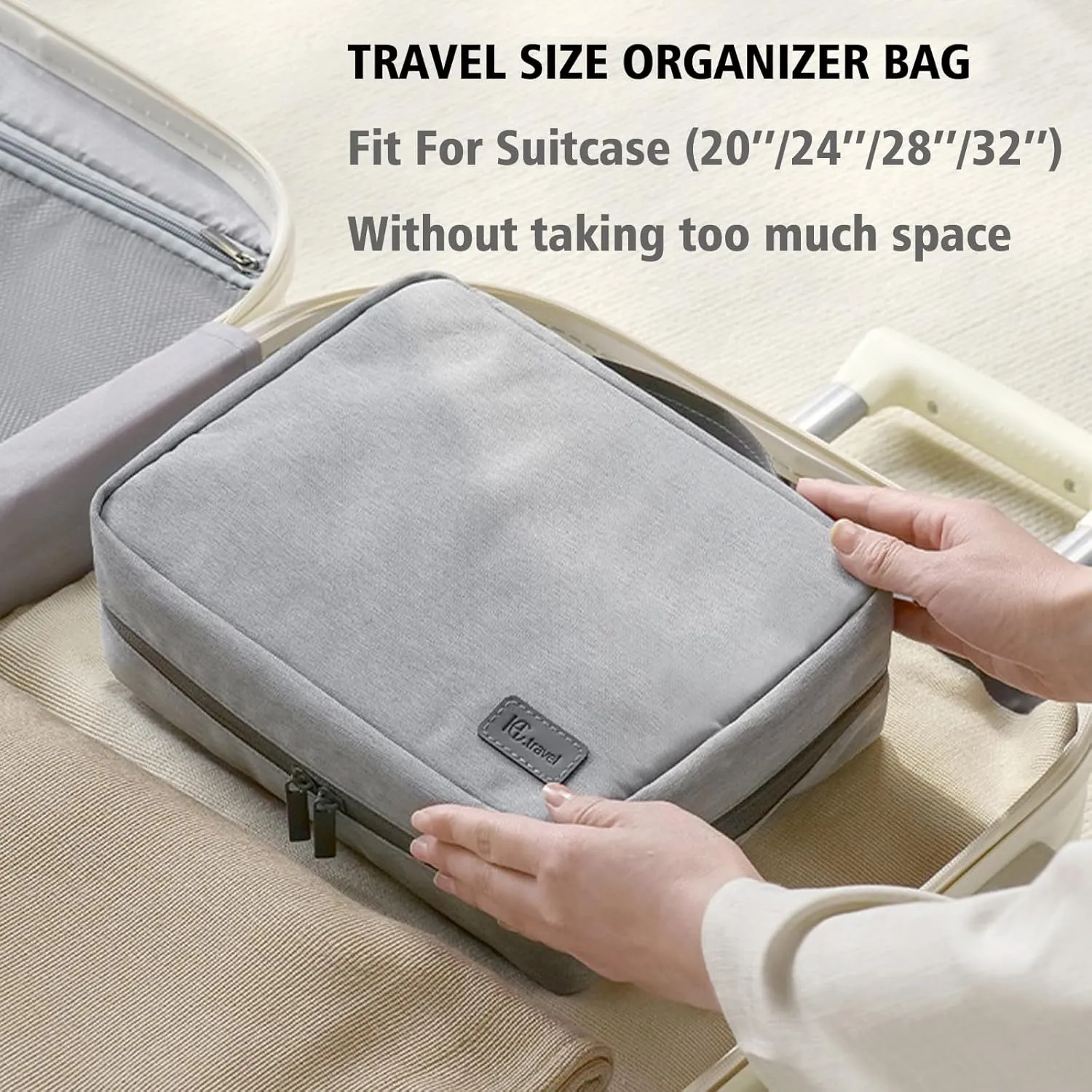 L&FY Hanging Toiletry Bags, Travel Makeup Toiletries Bag Organizer For Women & Men Dopp Kits Pouch For Travel Accessories, Essentials (Beige, L)