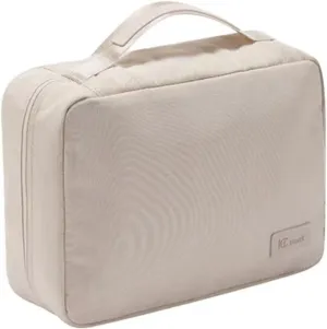 L&FY Hanging Toiletry Bags, Travel Makeup Toiletries Bag Organizer For Women & Men Dopp Kits Pouch For Travel Accessories, Essentials (Beige, L)