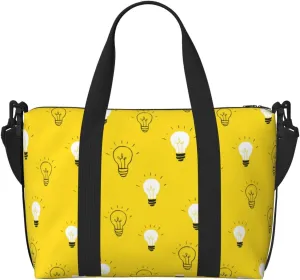 Laptop Tote Bag for Women Work - Bulb Shiny Pattern yellow Gym Bag for Women Men, Crossbody Travel Bags for Women Men Carry On, Weekender Bags for Women Travel