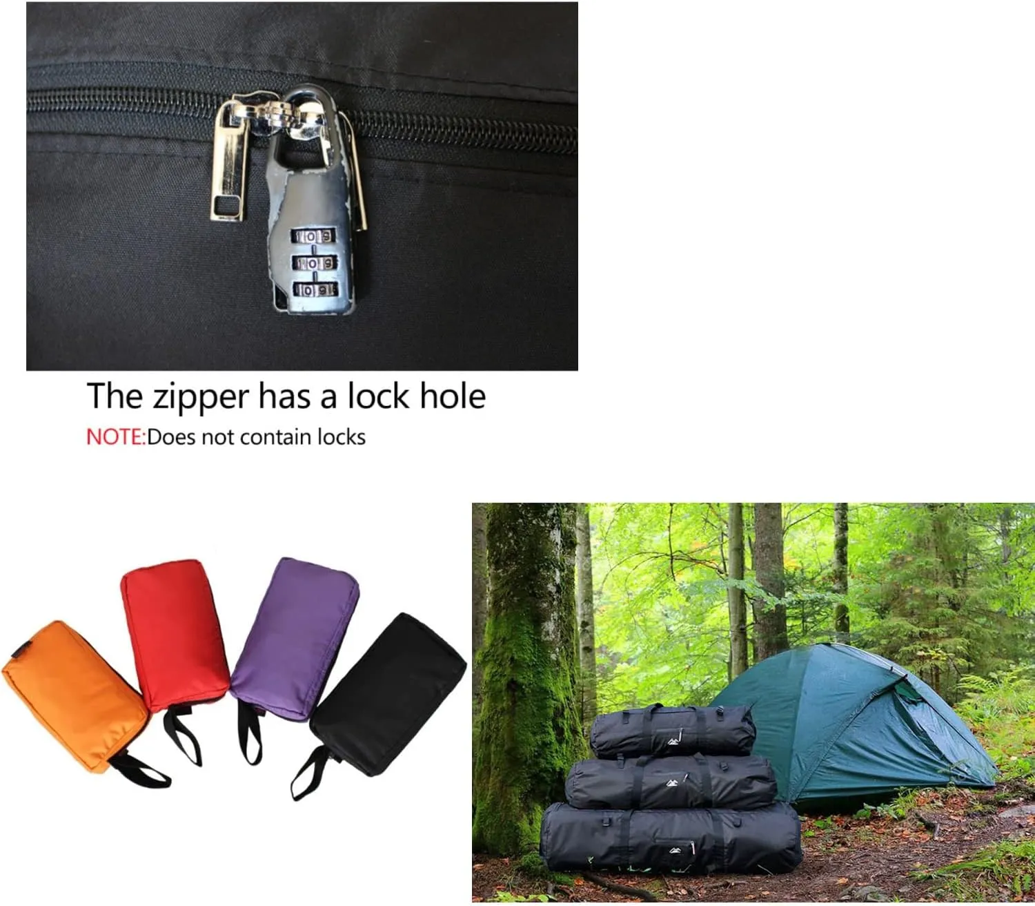 Large Capability Folding Tent Storage Carry Bag Waterproof Luggage Pack Pouch for Camping Hiking Picnic Organizer Walking Holder (Black-L)