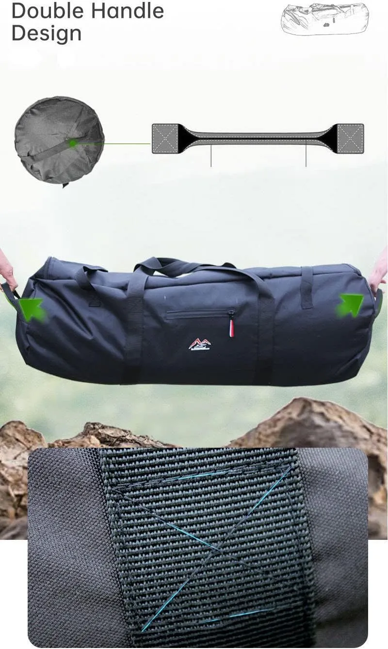 Large Capability Folding Tent Storage Carry Bag Waterproof Luggage Pack Pouch for Camping Hiking Picnic Organizer Walking Holder (Black-L)