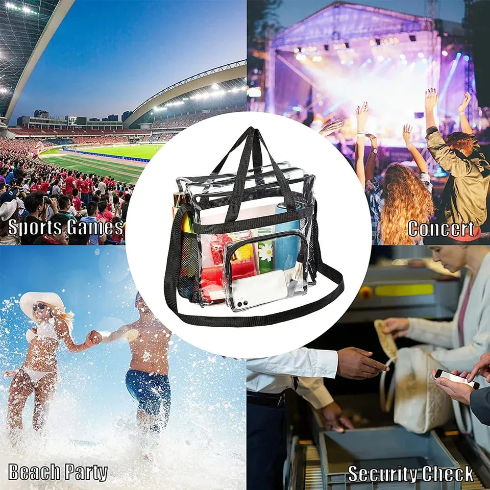 Large Capacity Clear Tote BagHandle and Adjustable Strap Durable PVC Shoulder Bag Waterproof Multifunctional Storage Bag