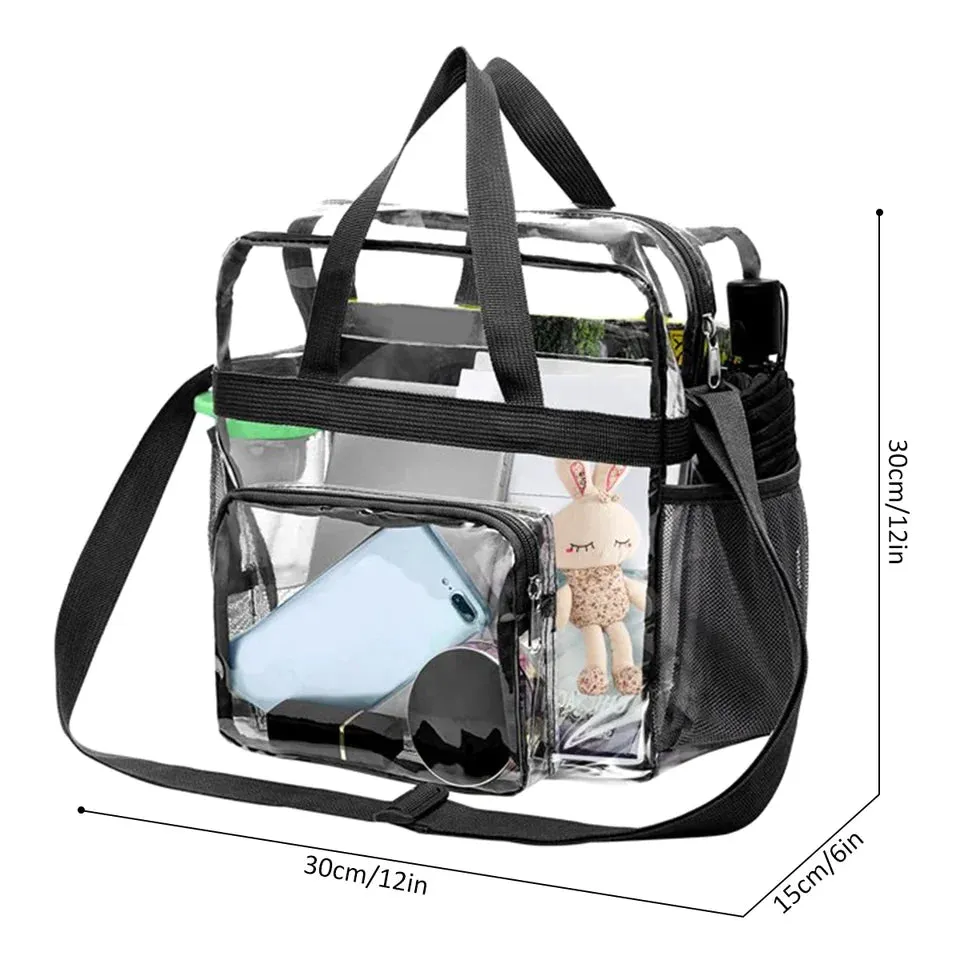 Large Capacity Clear Tote BagHandle and Adjustable Strap Durable PVC Shoulder Bag Waterproof Multifunctional Storage Bag