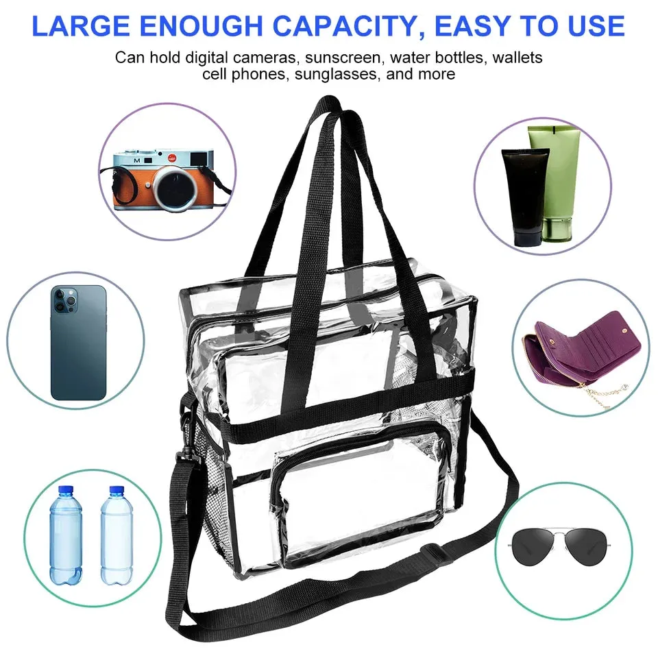 Large Capacity Clear Tote BagHandle and Adjustable Strap Durable PVC Shoulder Bag Waterproof Multifunctional Storage Bag