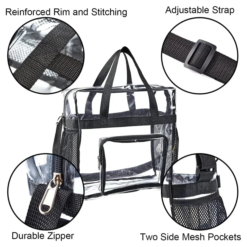 Large Capacity Clear Tote BagHandle and Adjustable Strap Durable PVC Shoulder Bag Waterproof Multifunctional Storage Bag